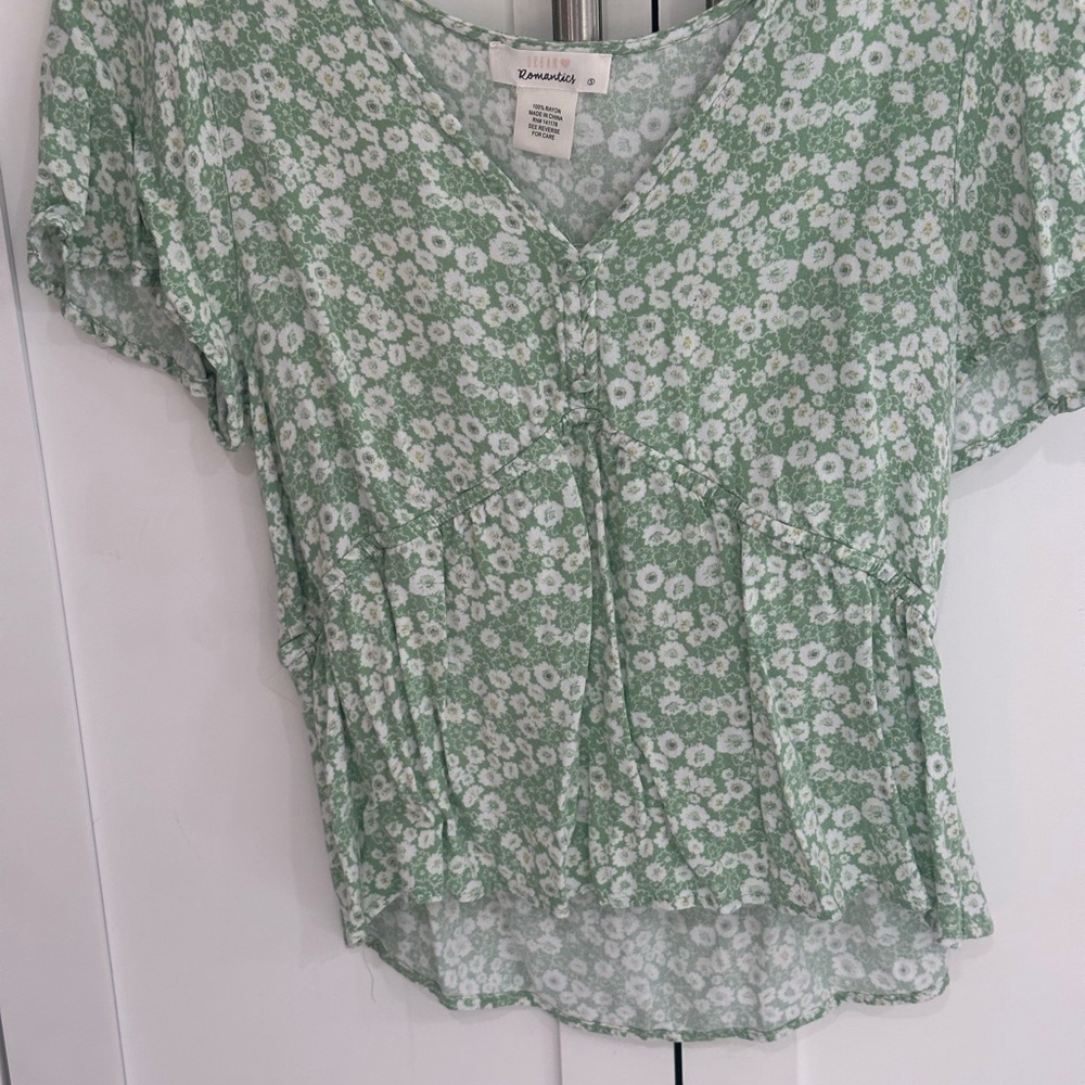 Green Floral Women's Top
